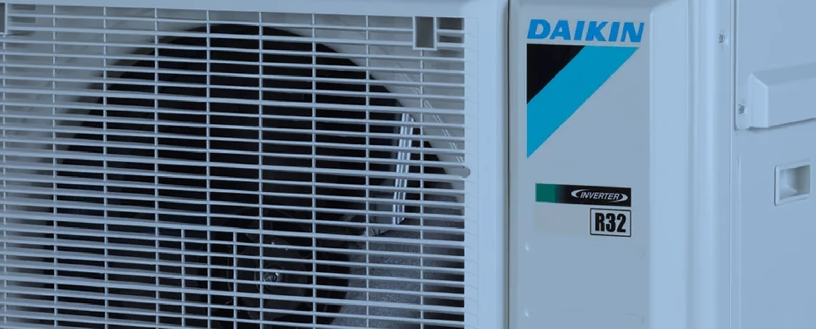 Close-up of a Daikin outdoor unit